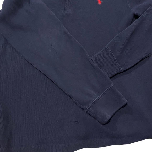Polo by Ralph Lauren Vintage 100% Cotton Mock Turtleneck 1/4 Zip Sz L - Picture 2 of 7